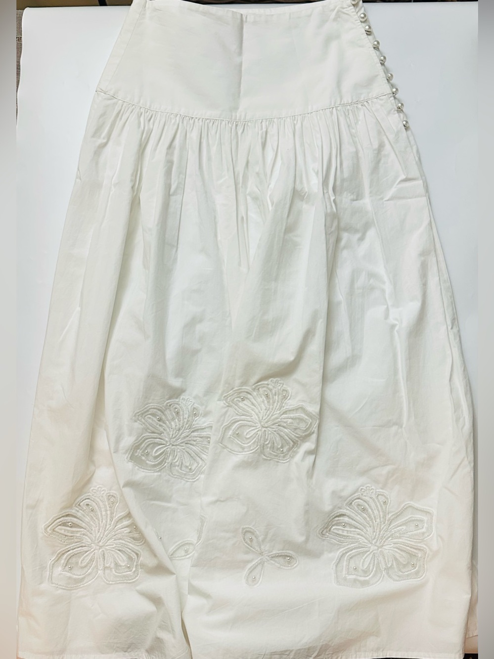 Sandro White Embroidered Maxi Skirt